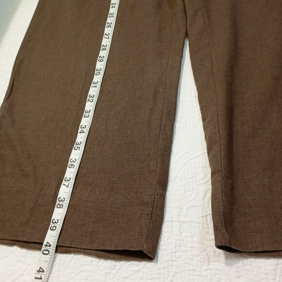 Erika Pants Womens Brown Linen-Blend Relaxed Fit Elastic Waist & Drawstring - Picture 6 of 8